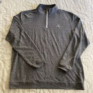 Rhoback Mens Herringbone 1/4 Zip Golf Dark Gray Sweater Size XL Pullover